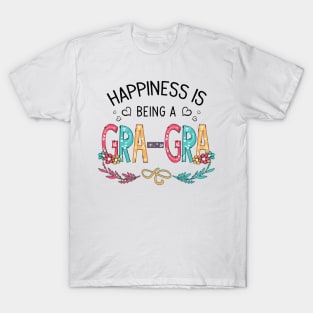 Happiness Is Being A Gra-Gra Wildflowers Valentines Mothers Day T-Shirt